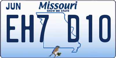MO license plate EH7D1O