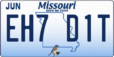 MO license plate EH7D1T