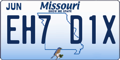 MO license plate EH7D1X