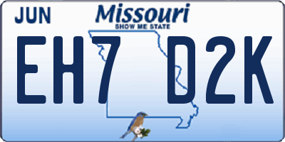 MO license plate EH7D2K