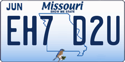 MO license plate EH7D2U