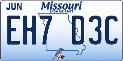 MO license plate EH7D3C