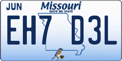 MO license plate EH7D3L