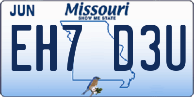 MO license plate EH7D3U
