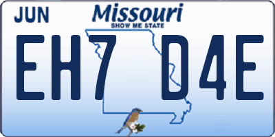 MO license plate EH7D4E