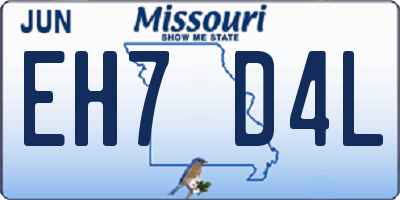 MO license plate EH7D4L