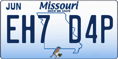MO license plate EH7D4P