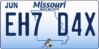 MO license plate EH7D4X