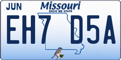MO license plate EH7D5A