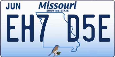 MO license plate EH7D5E