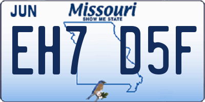 MO license plate EH7D5F