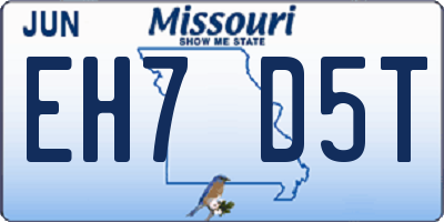 MO license plate EH7D5T