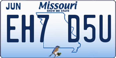 MO license plate EH7D5U