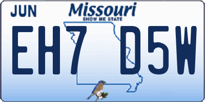 MO license plate EH7D5W