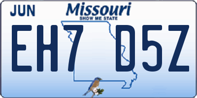 MO license plate EH7D5Z