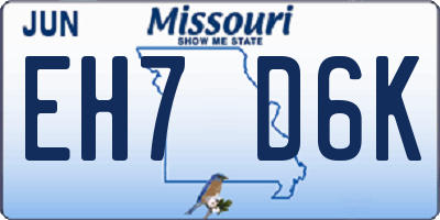 MO license plate EH7D6K