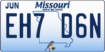MO license plate EH7D6N