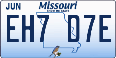 MO license plate EH7D7E