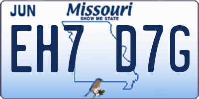 MO license plate EH7D7G