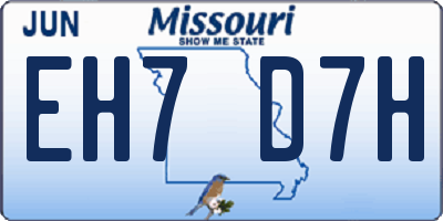 MO license plate EH7D7H