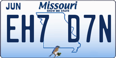 MO license plate EH7D7N