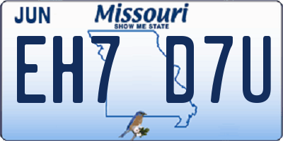 MO license plate EH7D7U