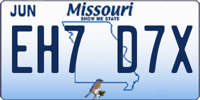 MO license plate EH7D7X
