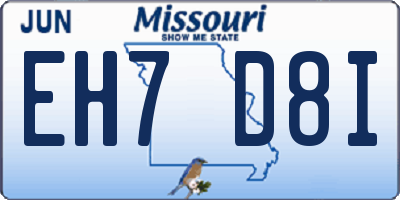 MO license plate EH7D8I