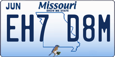 MO license plate EH7D8M