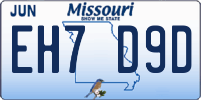MO license plate EH7D9D