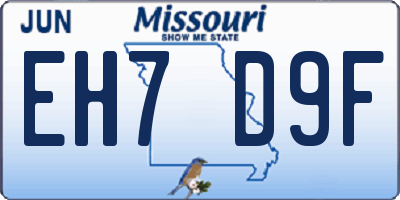 MO license plate EH7D9F