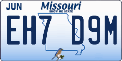 MO license plate EH7D9M