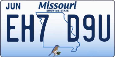 MO license plate EH7D9U