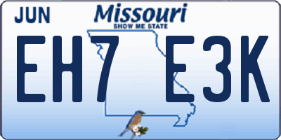 MO license plate EH7E3K