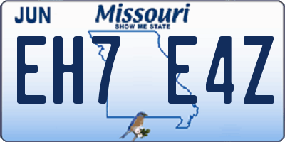 MO license plate EH7E4Z