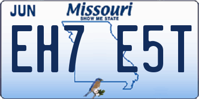 MO license plate EH7E5T