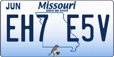 MO license plate EH7E5V