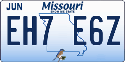 MO license plate EH7E6Z