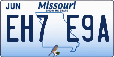 MO license plate EH7E9A