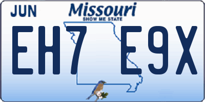 MO license plate EH7E9X