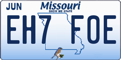 MO license plate EH7F0E