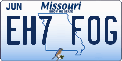 MO license plate EH7F0G