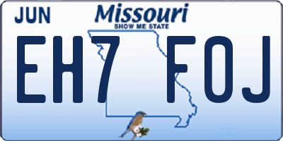 MO license plate EH7F0J