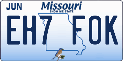 MO license plate EH7F0K