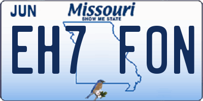 MO license plate EH7F0N