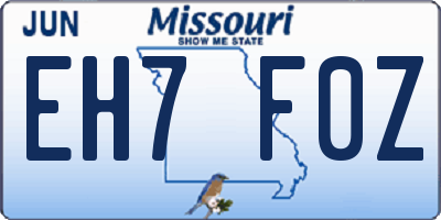 MO license plate EH7F0Z