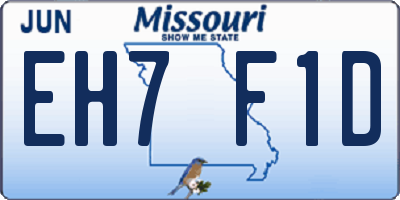MO license plate EH7F1D