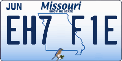 MO license plate EH7F1E