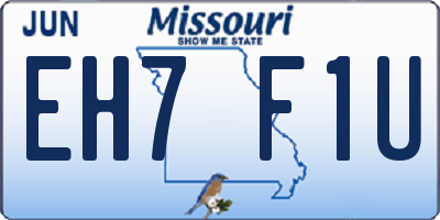 MO license plate EH7F1U