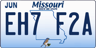 MO license plate EH7F2A